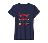 Méfiez-Vous de la première année Mondiale au Travail T-Shirt, Femme, Bleu Marine, S