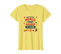 Méfiez-Vous de la première année Mondiale au Travail T-Shirt, Femme, Citron, XL