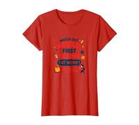 Méfiez-Vous de la première année Mondiale au Travail T-Shirt, Femme, Rouge, S