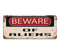 Méfiez-vous des Aliens - Effet vintage plaque en métal/plaque