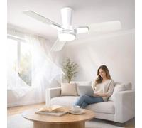 Mefine 106cm Ventilateur Plafond avec Lumière Silencieux, Pale à Encliquetage, Plafonnier Ventilateur avec Telecommande et LED Dimmable Lampe pour Chambre Salon, 6 Vitesses, Moteur DC Réversible