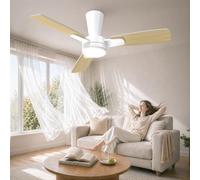 Mefine 106cm Ventilateur Plafond avec Lumière Silencieux, Pale à Encliquetage, Plafonnier Ventilateur avec Telecommande et LED Dimmable Lampe pour Chambre Salon, 6 Vitesses, Moteur DC Réversible