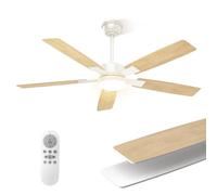 Mefine 2 Couleurs Pales Réversibles Ventilateur Plafond avec Lumiere, 132cm Silencieux Plafonnier Ventilateur Plafond Grand avec Telecommande et LED Lampe pour Exterieur Terrasse, Chambre, Salon