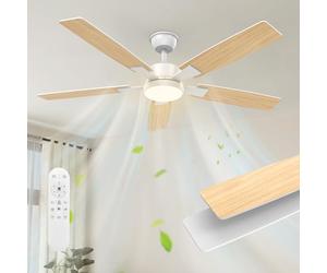 Mefine 2 Couleurs Pales Réversibles Ventilateur Plafond avec Lumiere, 132cm Silencieux Plafonnier Ventilateur Plafond Grand avec Telecommande et LED Lampe pour Exterieur Terrasse, Chambre, Salon