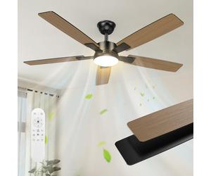 Mefine Grand 132cm Ventilateur de Plafond avec Lumière, Pales Double Face