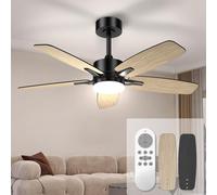 Mefine Silencieux Ventilateur da Plafond avec Lumiere et Telecommande | 2 finitions noir/bois foncé, éclairage LED 3CCT dimmable, 6 vitesses, moteur DC réversible, pour chambre, salon et cuisine