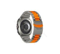 Mefloar Bracelet de montre de luxe en métal titane sans espace for Compatible avec Samsung Galaxy Watch Ultra 47mm(Titanium orange)