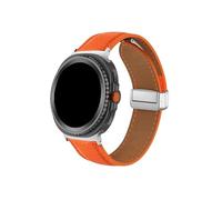 Mefloar Bracelet de montre en cuir Compatible avec Samsung Galaxy Watch 8 44mm 40mm/8Classic 46mm/Ultra 47mm 2025(Silver orange,For Galaxy 8classic 46mm)