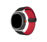 Mefloar Bracelet de montre en silicone Ocean Compatible avec Samsung Galaxy Watch 8 44mm 40mm/8Classic 46mm/Ultra 47mm/2025(Silver black red,For Galaxy 8 44mm 40mm)