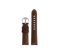 Mefloar Bracelet de montre vintage en cuir de vachette de 20mm 22mm, Compatible avec IWC Pilot Mark 18 Portofino les modèles(Dark brown-silver pin buckle,22mm)