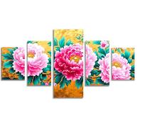Mefooge 5D Diamond Painting 5 Pack Fleur Diamant Painting Broderie Diamant Kit Complet,Rose Diamond Painting pour Adulte Diamant Art Craft Kit pour Décoration Murale de Salon-300x150cm-F549