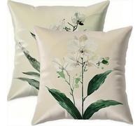 Mefooge du Printemps Housse Coussin 45x45cm Vintage Decoratif Housse Coussin,Velours Taie Oreiller Vert Double Face Impermé,Lot de 2 avec Fermeture éclair Invisible,pour Salon Chambre Decor-D739