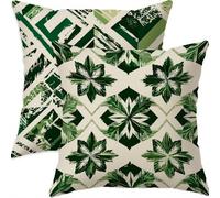 Mefooge du Printemps Housse Coussin 50x50cm Vintage Decoratif Housse Coussin,Lin Taie Oreiller Vert Olivier Double Face Impermé,Lot de 2 avec Fermeture éclair Invisible,pour Salon Chambre Decor-D743