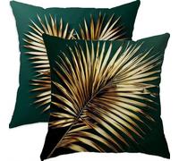 Mefooge du Printemps Housse Coussin 75x75cm Vintage Decoratif Housse Coussin,Lin Taie Oreiller Doré Double Face Impermé,Lot de 2 avec Fermeture éclair Invisible,pour Salon Chambre Decor-D766