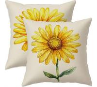 Mefooge du Printemps Housse Coussin 75x75cm Vintage Decoratif Housse Coussin,Lin Taie Oreiller Jaune Double Face Impermé,Lot de 2 avec Fermeture éclair Invisible,pour Salon Chambre Decor-D746