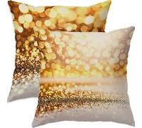 Mefooge du Printemps Housse Coussin 80x80cm Vintage Decoratif Housse Coussin,Lin Taie Oreiller Doré Double Face Impermé,Lot de 2 avec Fermeture éclair Invisible,pour Salon Chambre Decor-D761