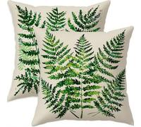 Mefooge du Printemps Housse Coussin 80x80cm Vintage Decoratif Housse Coussin,Lin Taie Oreiller Vert Double Face Impermé,Lot de 2 avec Fermeture éclair Invisible,pour Salon Chambre Decor-D768