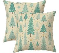 Mefooge Hiver Housse Coussin 40x40cm Decoratif Housse Coussin Noël,Lin Taies d'oreillers Lot de 2,Cyan Taie Oreiller Double Face Impermé avec Fermeture éclair Invisible pour Salon Chambre Decor H370