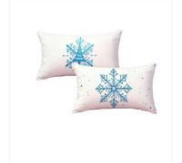 Mefooge Hiver Housse Coussin 40x60cm Decoratif Housse Coussin Noël,Lin Taies d'oreillers Lot de 2,Bleu Taie Oreiller Double Face Impermé avec Fermeture éclair Invisible pour Salon Chambre Decor G666
