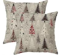 Mefooge Hiver Housse Coussin 45x45cm Decoratif Housse Coussin Noël,Lin Taies d'oreillers Lot de 2,Gris Taie Oreiller Double Face Impermé avec Fermeture éclair Invisible pour Salon Chambre Decor H386