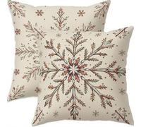 Mefooge Hiver Housse Coussin 60x60cm Decoratif Housse Coussin Noël,Lin Taies d'oreillers Lot de 2,Gris Taie Oreiller Double Face Impermé avec Fermeture éclair Invisible pour Salon Chambre Decor H442