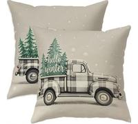 Mefooge Hiver Housse Coussin 60x60cm Decoratif Housse Coussin Noël,Lin Taies d'oreillers Lot de 2,Gris Taie Oreiller Double Face Impermé avec Fermeture éclair Invisible pour Salon Chambre Decor H424