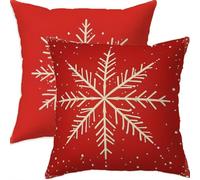 Mefooge Hiver Housse Coussin 80x80cm Decoratif Housse Coussin Noël,Lin Taies d'oreillers Lot de 2,Rouge Taie Oreiller Double Face Impermé avec Fermeture éclair Invisible pour Salon Chambre Decor H387