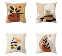 Mefooge Housse Coussin 70x70cm Lot de 4 Housses de Coussin Simple à Utiliser Double Face Housses de Coussin Lin Taie d'oreiller pour Canapé Lits Chaises D'extérieur Voiture Salon Maison Décor