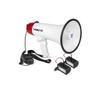 VONYX MEG045 Pack Mégaphone 45W - avec 2X Batteries Rechargeables MRB06, Portée Jusqu’à 1km, Micro Main Détachable, Bluetooth & Lecteur MP3, Idéal pour Manifestations et Matchs Sportifs