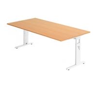 MEGA 2E W | Bureau - 200 x 100 réglable en hauteur Hêtre/Blanc