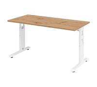 MEGA 614 W | Bureau - réglable en hauteur 140 x 67 Chêne Cendré/Blanc