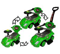 Mega-Auto 3in1 pour jeunes enfants, à pousser avec poignée pour les parents, vert