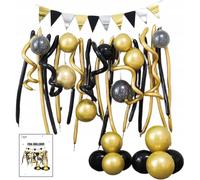 Mega ballons de décoration Set de ballons d'anniversaire noir et or 34pcs