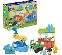 Mega Bloks Coffret Construction Fisher Price Ville Verte Nettoyage De L’Océan, avec 70 Gros Blocs Et Blocs De Formes Spéciales, 1 Bateau Et 1 Camion À Benne, Jouet Enfant, Dès 1 an, HPB49