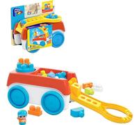 Mega Bloks Coffret de Construction Wagon Tourni-Blocs avec 1 Wagon tournant, 19 Blocs de Construction géants et 1 Figurine, Jouet d'Éveil, Dès 1 an, HHN00