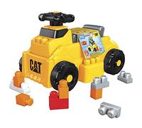 Mega Bloks Coffret Jeu Porteur Et Construction Cat® avec 1 Volant Tournant Et 4 Surfaces De Construction, 10 Gros Blocs Inclus, Rangement Facile, Jouet Enfant, De 1 À 3 Ans, HDJ29