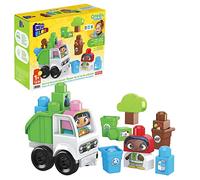 MEGA BLOKS Jeu de construction Ville Verte – Camion recyclage, 19 pièces, 2 personnages, dès 1 an