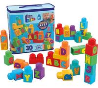 MEGA BLOKS Sac de construction Fisher-Price ABC HRR60 – 30 pièces multicolores pour tout-petits