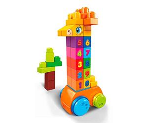 Mega Bloks La Girafe des Chiffres, jeu de blocs de construction, 30 pièces, jouet pour bébé et enfant de 1 à 5 ans, GFG19