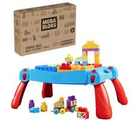 MEGA BLOKS Table d'apprentissage CNM42 bleue – 30 pièces avec blocs et 2 véhicules (1 à 5 ans)
