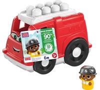 Mega Bloks Lil’Véhicule Camion de Pompier Coffret de Blocs de Construction pour Tout-Petit avec 6 éléments et Rangement, 1 Figurine, Rouge, à partir de 1 an, GXX08
