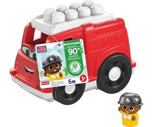 Mega Bloks Lil’Véhicule Camion de Pompier Coffret de Blocs de Construction pour Tout-Petit avec 6 éléments et Rangement, 1 Figurine, Rouge, à partir de 1 an, GXX08