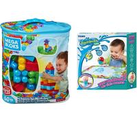 Mega Bloks Sac Bleu,Jeu De Blocs De Construction,60 Pièces,Jouet Pour Bébé Et Enfant De 1 À 5 Ans,Dch55&Aquadoodle Tomy-Mes 1Ères Marques,Tapis De Dessin À L'Eau Pour Bébé