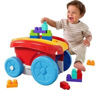 Mega Bloks Wagon Ramasseur de Blocs First Builders Jeu de Construction pour Tout-Petit, avec 20 pièces et Rangement intégré, ramasse Les Blocs, Rouge, Enfants à partir de 1 an, JFR30