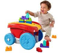 MEGA BLOKS Wagon Ramasseur de blocs First Builders Jeu de construction pour tout-petit, avec 20 pièces et rangement intégré, ramasse les blocs, rouge, enfants à partir de 1 an, JFR30