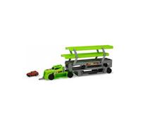 Mega Camion Transporteur 5 niveaux, vert 44,5 cm + 1 petite voiture incluse - Plateforme pour 36 vehicules - Transport Enfant