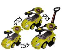 Mega Car 3in1 pour jeunes enfants, jaune, avec fonction de poussée et poignée des parents