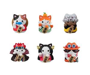 Mega Cat Project One Piece Nyan Peace Nyan Maneki Neko Fortune Lucky ☆ Cat Pirates Boîte de 6 pièces