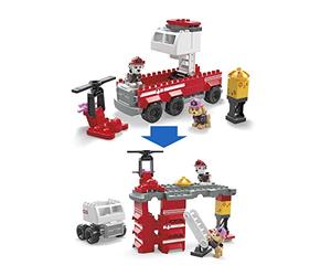 MEGA Coffret de construction Le Super Camion de Pompier de Marcus de La Pat’ Patrouille avec 2 figurines et 33 mini-blocs et accessoires, Jouet Enfant, Dès 3 ans, HHN05