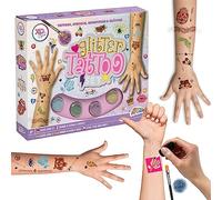 Méga Coffret de Tattoo à Paillettes Grafix | Tatouages Pailletés à faire soi-même avec 42 Pochoirs et Tatouages Adhésifs, 4 couleurs de paillettes et colle saine | Amusant et Créatif pour Filles